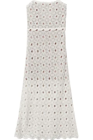 Twin-Set Crochet-knit bustier midi dress