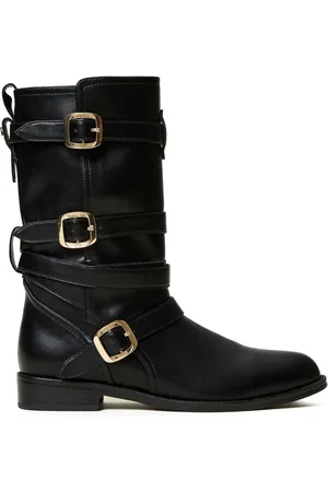 Twin-Set Buckle-strap biker boots