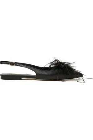 Twin-Set Feather-detail slingback ballet flats