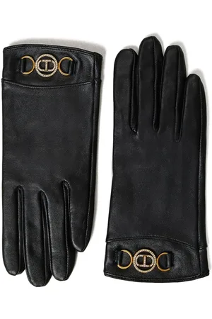 Twin-Set Logo-plaque leather gloves