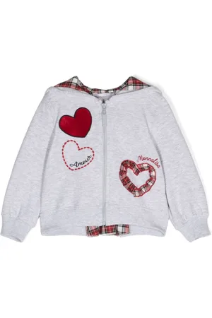 MONNALISA Heart-motif zip-up hoodie