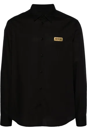 VERSACE Logo-plaque cotton shirt