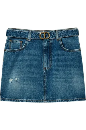 Twin-Set Logo-plaque denim skirt