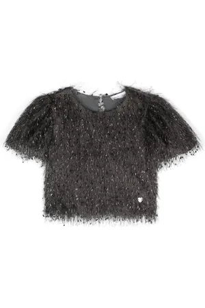 MONNALISA Round-neck fringed blouse