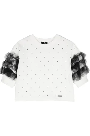 MONNALISA Rhinestone-detailed jersey T-shirt