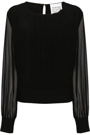 Edward Achour Paris Pleat-detailing semi-sheer blouse