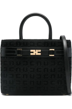 Elisabetta Franchi Large horsebit-embellished jacquard tote bag