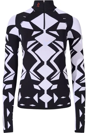 Perfect Moment Geo-jacquard zip-up top