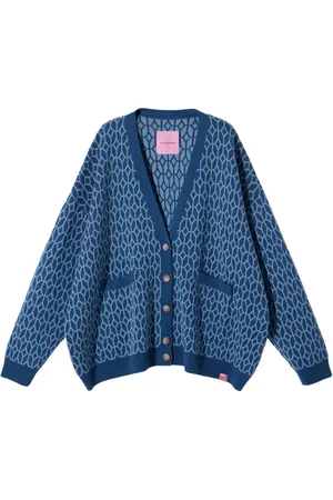 Monochrome Geometric-patterned cardigan