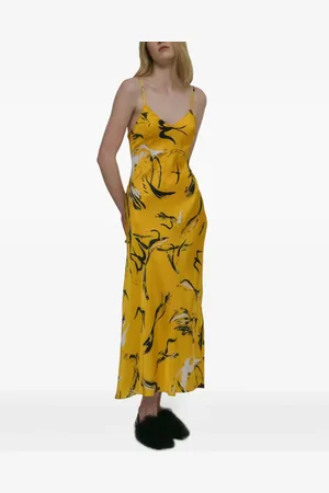 ROSETTA GETTY Painted Birds-print slip dress