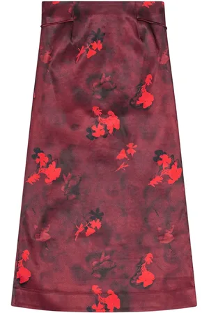 Ganni Printed satin maxi skirt