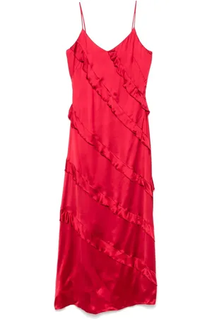 Twin-Set Ruffled satin maxi dress