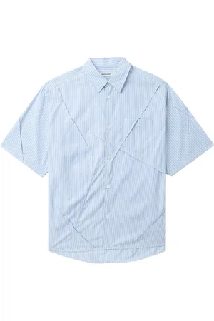 UNDERCOVER Crease-detail striped cotton shirt