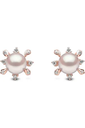 Yoko London 18kt rose gold Trend Akoya pearl and diamond earrings