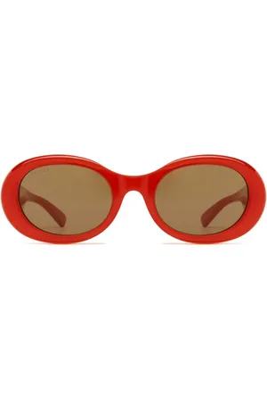 Gucci Lens-decal oval-frame sunglasses