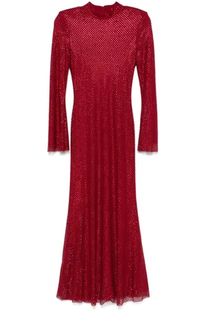Self-Portrait Rhinestoned fishnet maxi dress
