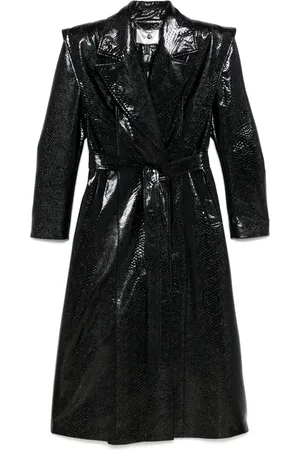 NISSA Faux-leather trench coat