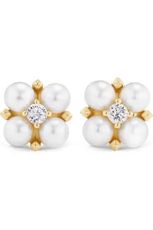 David Yurman 18kt yellow Petite Modern Renaissance pearl diamond stud earrings (7.8mm)
