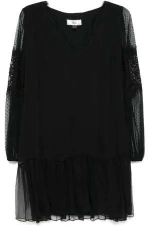 NISSA Semi sheer-sleeve mini dress
