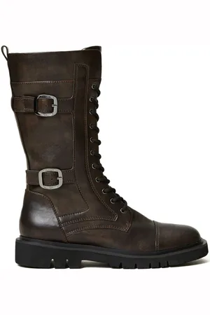 Twin-Set Strap-embellished combat boots
