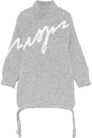 Msgm Intarsia-logo knitted dress