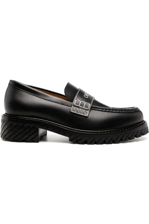 OFF-WHITE Military logo-print leather loafers