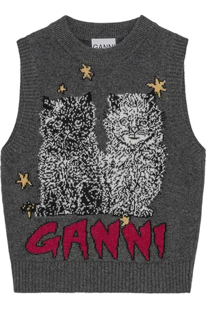 Ganni Embroidered sleeveless vest