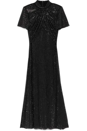 Self-Portrait Rhinestone mesh midi dress