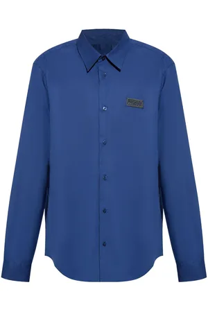 VERSACE Logo-plaque cotton shirt