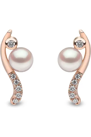 Yoko London 18kt rose gold Trend freshwater pearl and diamond earrings