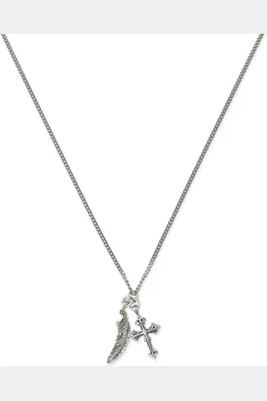 EMANUELE BICOCCHI Feather and cross necklace