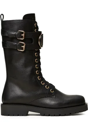 Twin-Set Oval T leather combat boots