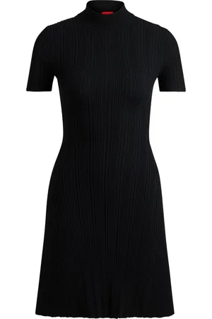 HUGO BOSS Logo-appliqu?? ribbed knit dress