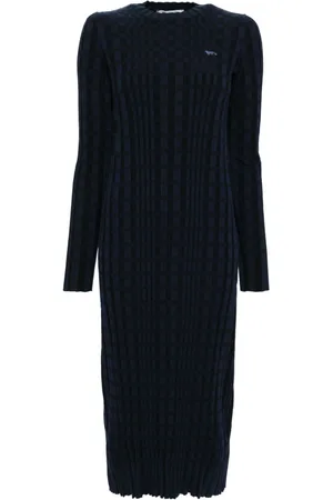 Maison Kitsuné Checked ribbed dress