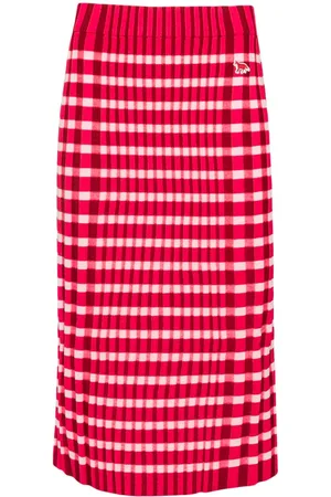 Maison Kitsuné Checked knitted skirt