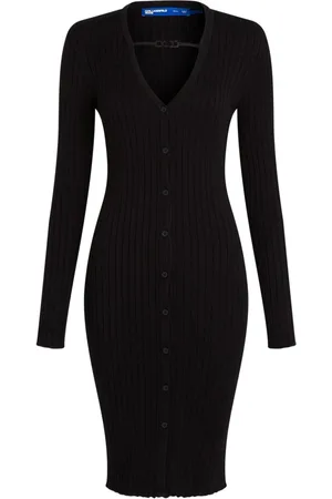 Karl Lagerfeld Button-up ribbed-knit dress
