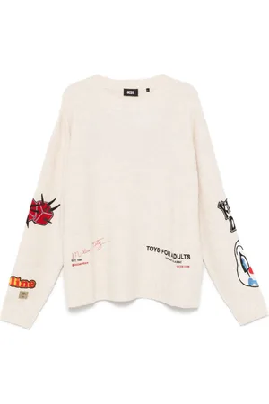 GCDS Patch-detailing bouclé sweater