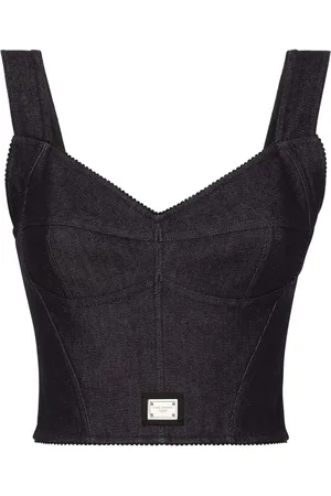 Dolce & Gabbana Logo-tag denim corset top