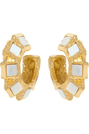 Oscar de la Renta Square Stone hoop earrings