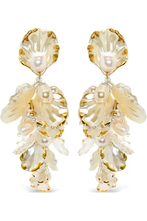 Oscar de la Renta Flower mother of pearl earrings