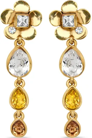Oscar de la Renta Flower Teardrop clip-on earrings