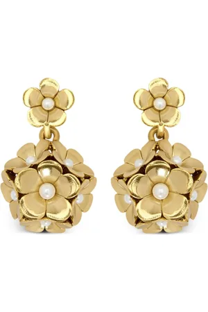 Oscar de la Renta Flower drop clip-on earrings