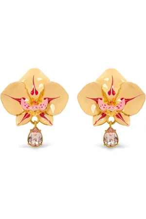Oscar de la Renta Watercolor Orchid clip-on earrings