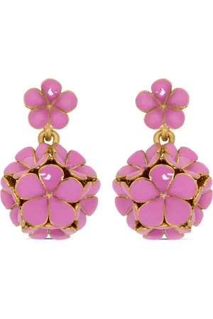 Oscar de la Renta Flower drop clip-on earrings