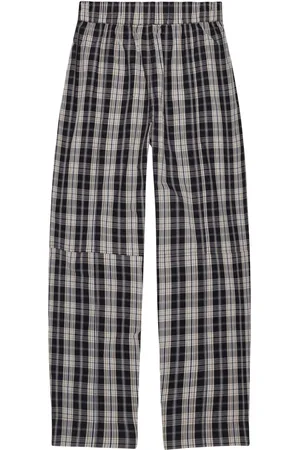 Ganni Tartan-check organic-cotton track pants