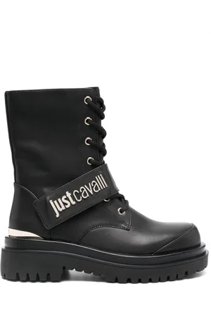 Roberto Cavalli Logo-plaque combat boots