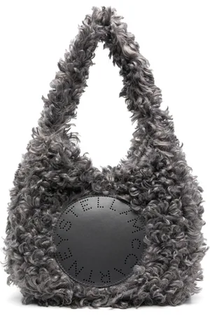 Stella McCartney Small logo-patch faux-shearling tote bag