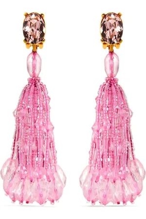 Oscar de la Renta Beaded Tassel clip-on earrings