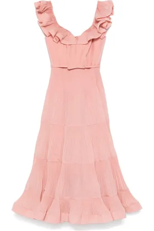 ZIMMERMANN Pleated frilled midi dress