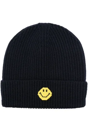 JOSHUA SANDERS Smiley face-patch beanie
